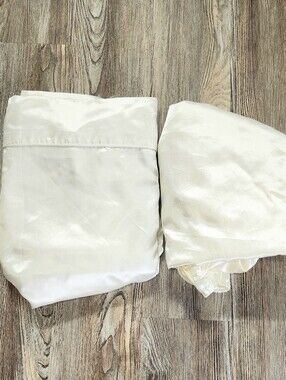 Y2K Victoria's Secret Satin Queen Sheet Set Flat Fitted White Luxury Feminine